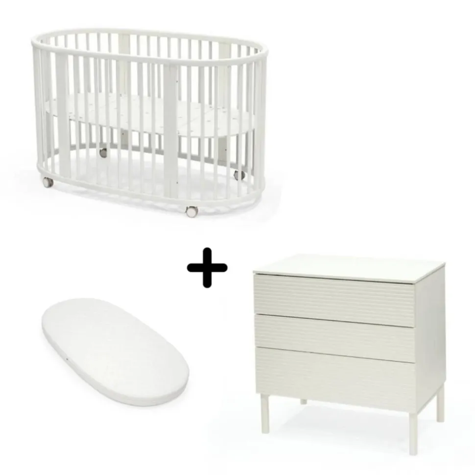 Chambre duo lit sleepi + commode sleepi + matelas - white