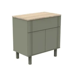 Chambre duo lit évolutif bébé 70x140 cm + commode 1 tiroir 2 portes eleonore kaki