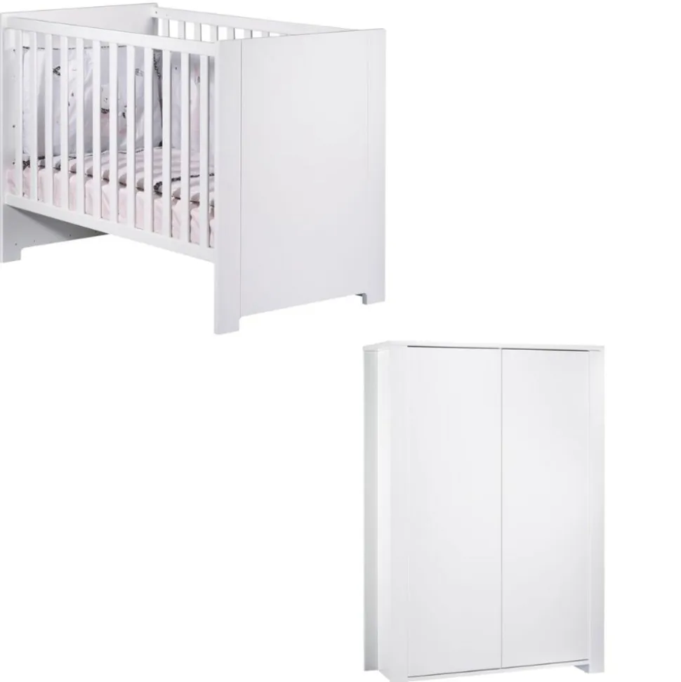Chambre duo lit 60x120 + armoire loft blanc