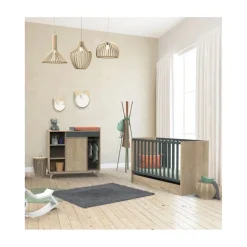 Chambre duo lit 70x140 + commode nova gris volcan