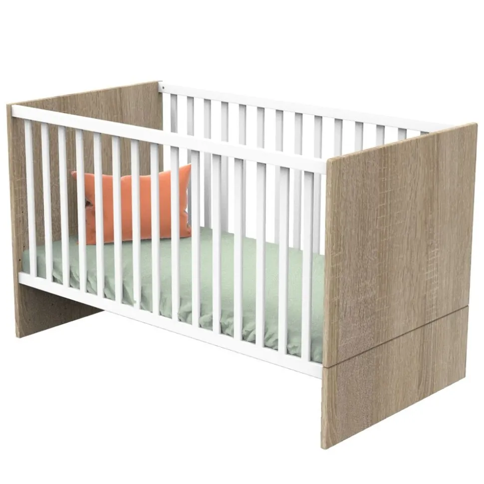 Chambre duo lit 70x140 + commode nova blanc lin