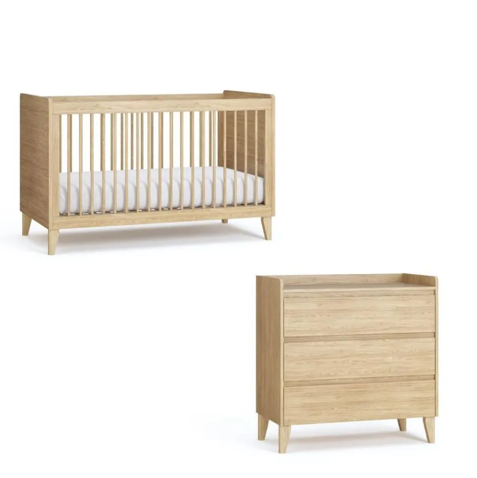 Chambre duo muve chêne lit 70x140 cm + commode