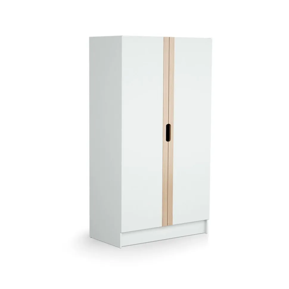 Chambre trio carrousel lit 60x120 cm + commode à langer + armoire blanc et hêtre