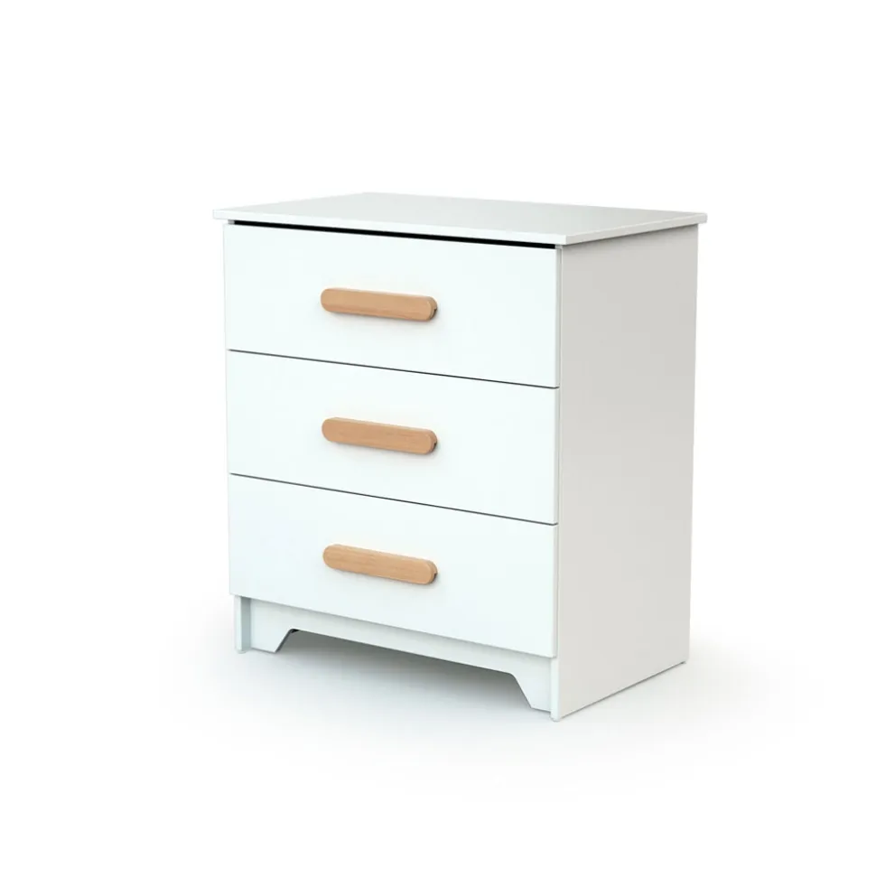 Chambre trio gavroche lit bébé 60x120 + commode à langer + armoire blanc et hêtre