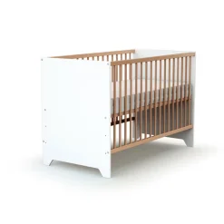 Chambre trio gavroche lit bébé 60x120 + commode à langer + armoire blanc et hêtre
