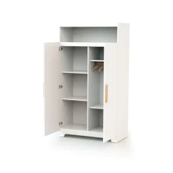 Chambre trio gavroche lit bébé 60x120 + commode à langer + armoire blanc et hêtre