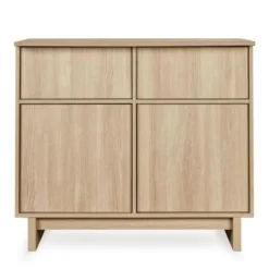 Chambre trio kyo lit bébé évolutif 70 x 120 cm + armoire + commode avec plan à langer - honey ash