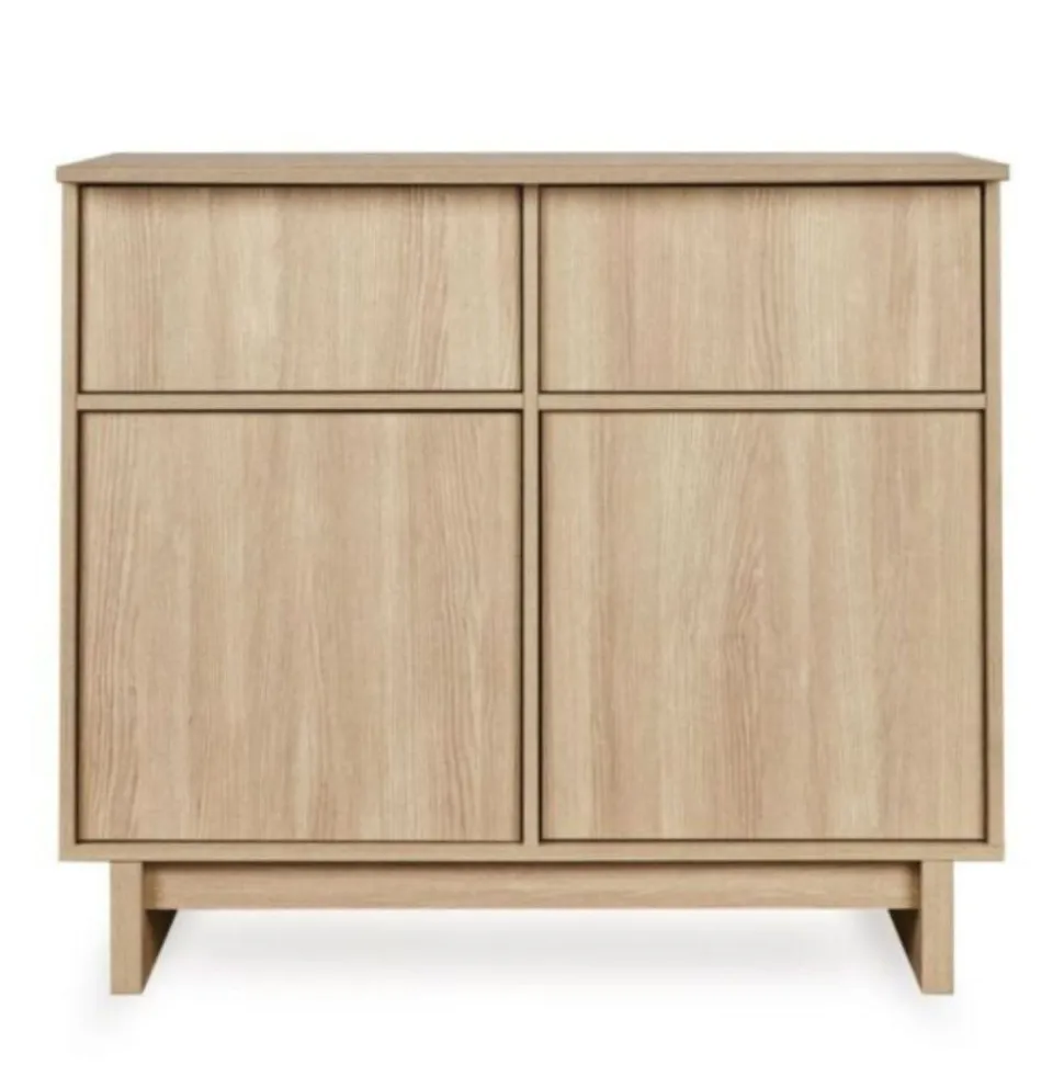 Chambre trio kyo lit bébé évolutif 70 x 120 cm + armoire + commode avec plan à langer - honey ash