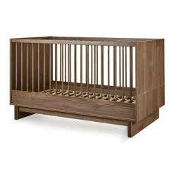 Chambre trio kyo lit bébé évolutif 70 x 120 cm + armoire + commode avec plan à langer - walnut