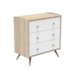 Chambre trio lit bébé 70x140 + armoire + commode access bois blanc