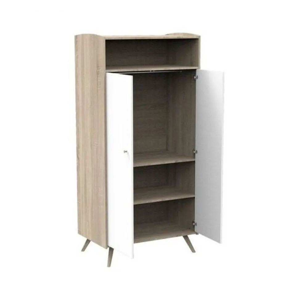 Chambre trio lit bébé 70x140 + armoire + commode access bois blanc