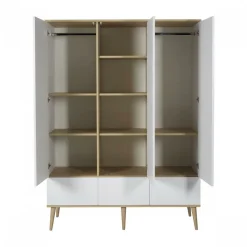 Chambre trio lit bébé 60x120 cm + armoire xl + commode avec plan à langer flow white & oak