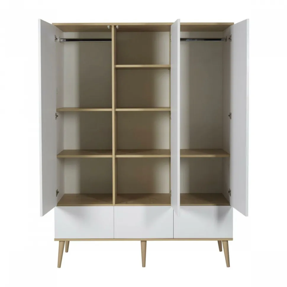 Chambre trio lit bébé 60x120 cm + armoire xl + commode avec plan à langer flow white & oak