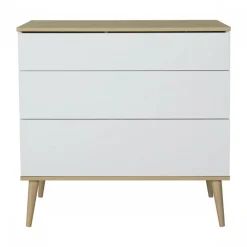 Chambre trio lit bébé 60x120 cm + armoire xl + commode avec plan à langer flow white & oak