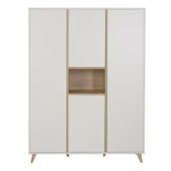Chambre trio lit bébé 60x120 cm + armoire xl + commode avec plan à langer cocoon latte