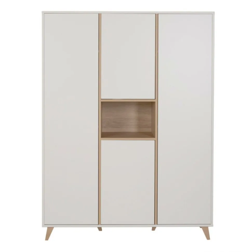 Chambre trio lit bébé 60x120 cm + armoire xl + commode avec plan à langer loft white
