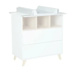 Chambre trio lit bébé 60x120 cm + armoire xl + commode avec plan à langer loft white