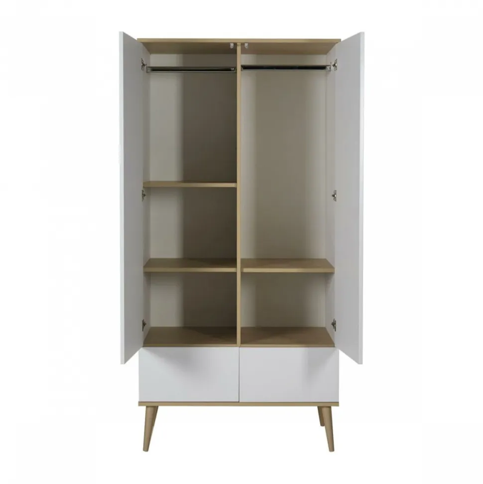 Chambre trio lit bébé 60x120 cm + armoire + commode avec plan à langer flow white & oak
