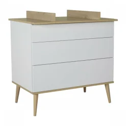 Chambre trio lit bébé 60x120 cm + armoire + commode avec plan à langer flow white & oak