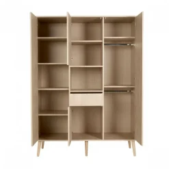 Chambre trio lit bébé 60x120 cm + armoire xl + commode avec plan à langer cocoon natural oak