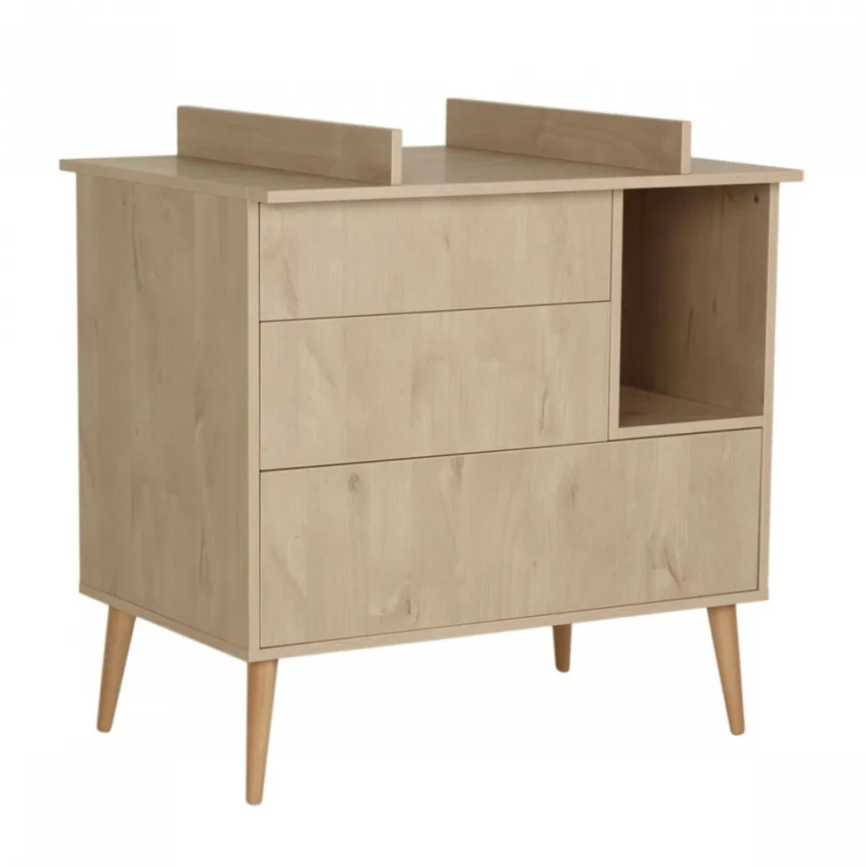 Chambre trio lit bébé 60x120 cm + armoire xl + commode avec plan à langer cocoon natural oak