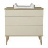 Chambre trio lit bébé 60x120 cm + armoire xl + commode avec plan à langer flow argile & oak