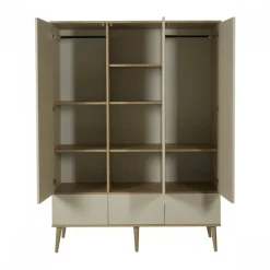 Chambre trio lit bébé 60x120 cm + armoire xl + commode avec plan à langer flow argile & oak