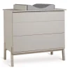 Chambre trio lit bébé 70x140 cm ashi argile+commode 3 tiroirs avec plan à langer+armoire 2 portes