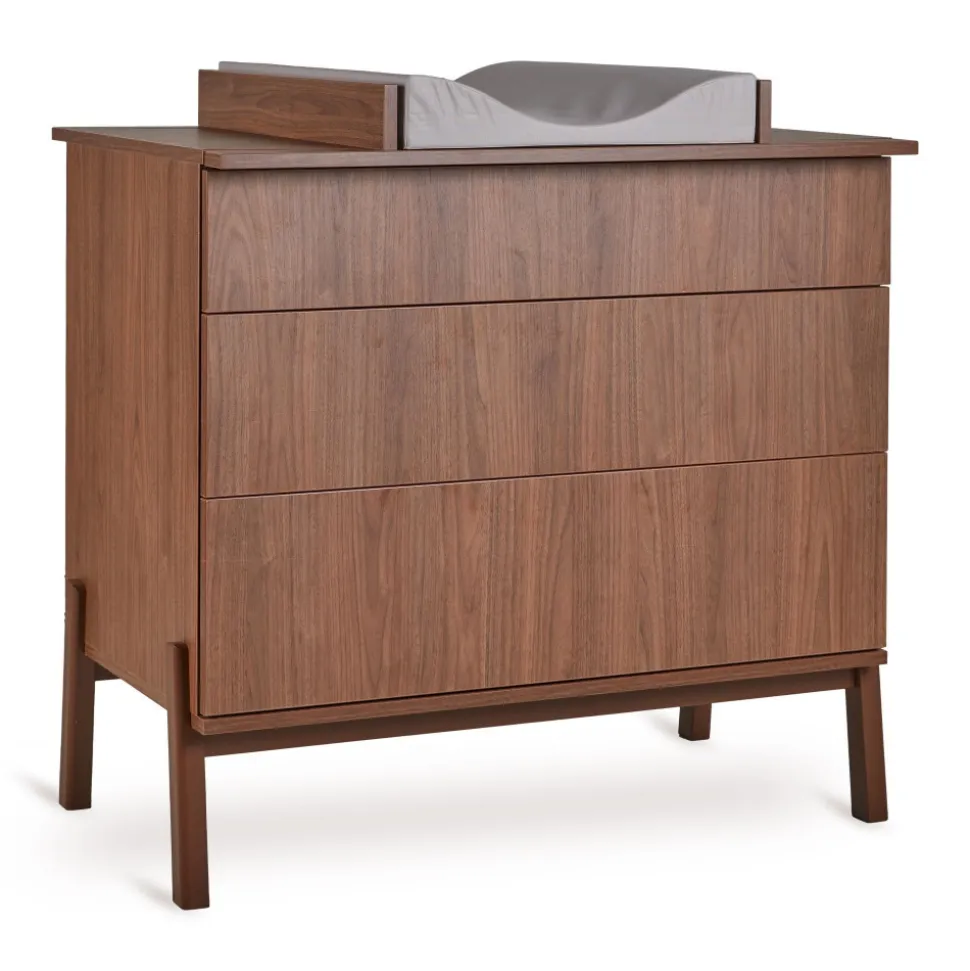 Chambre trio lit bébé 70x140cm ashi chataignier+commode 3 tiroirs avec plan à langer+armoire 2 portes