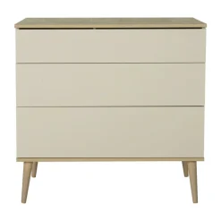 Chambre trio lit bébé 70x140 cm évolutif en lit enfant + armoire xl + commode avec plan à langer flow argile & oak