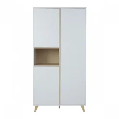 Chambre trio lit bébé 70x140 cm évolutif en lit enfant + armoire + commode avec plan à langer loft white