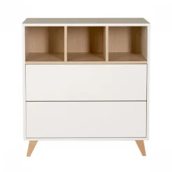 Chambre trio lit bébé 70x140 cm évolutif en lit enfant + armoire + commode avec plan à langer loft white