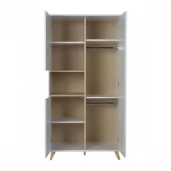 Chambre trio lit bébé 70x140 cm évolutif en lit enfant + armoire + commode avec plan à langer loft white