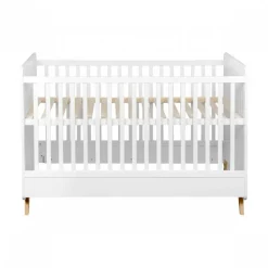 Chambre trio lit bébé 70x140 cm évolutif en lit enfant + armoire + commode avec plan à langer loft white