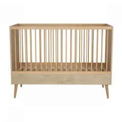 Chambre trio lit bébé 70x140 cm évolutif en lit enfant + armoire + commode avec plan à langer cocoon natural oak