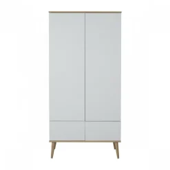Chambre trio lit bébé 70x140 cm évolutif en lit enfant + armoire + commode avec plan à langer flow white & oak