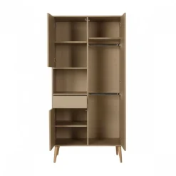 Chambre trio lit bébé 70x140 cm évolutif en lit enfant + armoire + commode avec plan à langer cocoon latte