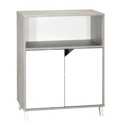 Chambre trio lit little big bed + commode + armoire scandi gris