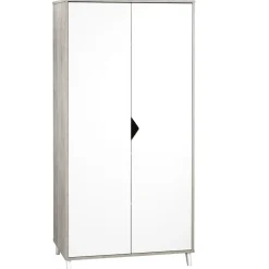 Chambre trio lit little big bed + commode + armoire scandi gris