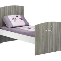 Chambre trio lit little big bed + commode + armoire smile chêne silex