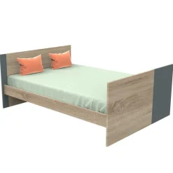 Chambre trio lit évolutif bébé combiné 70x140 cm en 140x200 cm + armoire + commode nova gris volcan