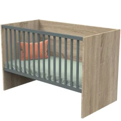Chambre trio lit évolutif bébé combiné 70x140 cm en 140x200 cm + armoire + commode nova gris volcan