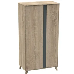 Chambre trio lit évolutif bébé combiné 70x140 cm en 140x200 cm + armoire + commode nova gris volcan