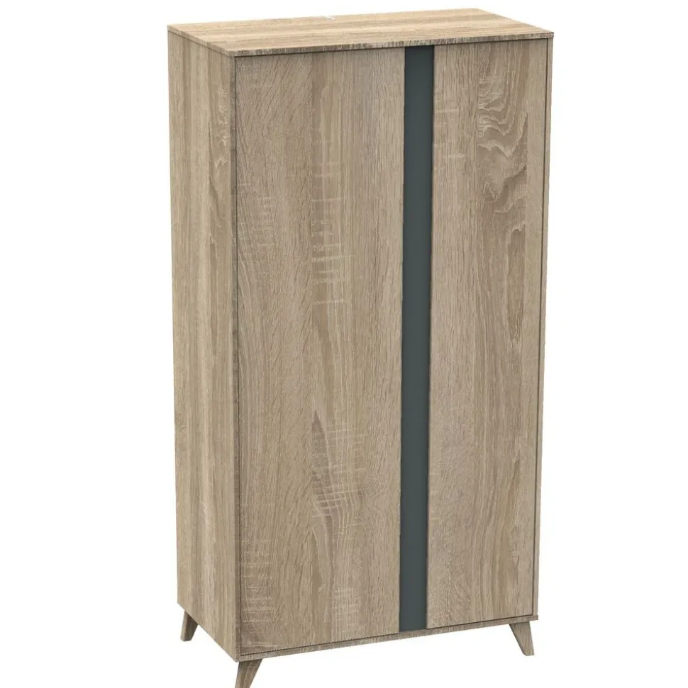 Chambre trio lit évolutif bébé combiné 70x140 cm en 140x200 cm + armoire + commode nova gris volcan