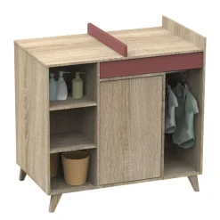 Chambre trio lit 70x140 + commode + armoire nova rose canyon