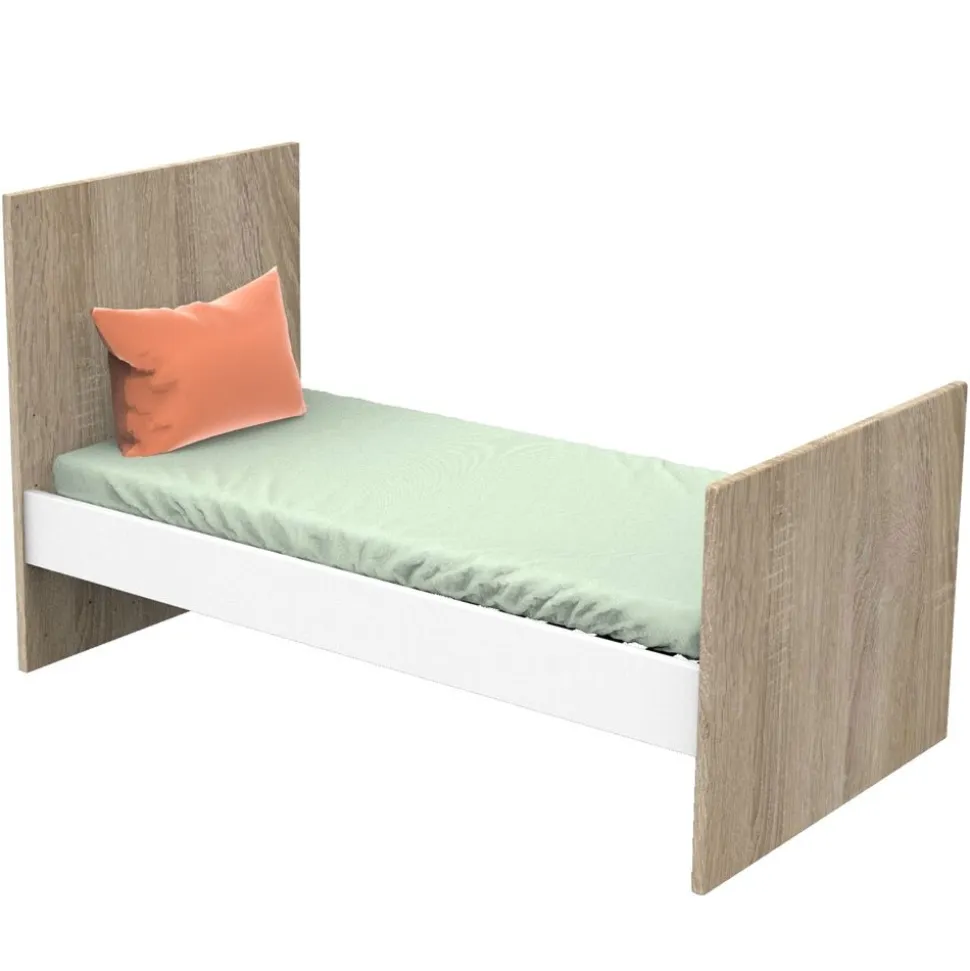 Chambre trio lit 70x140 + commode + armoire nova blanc lin