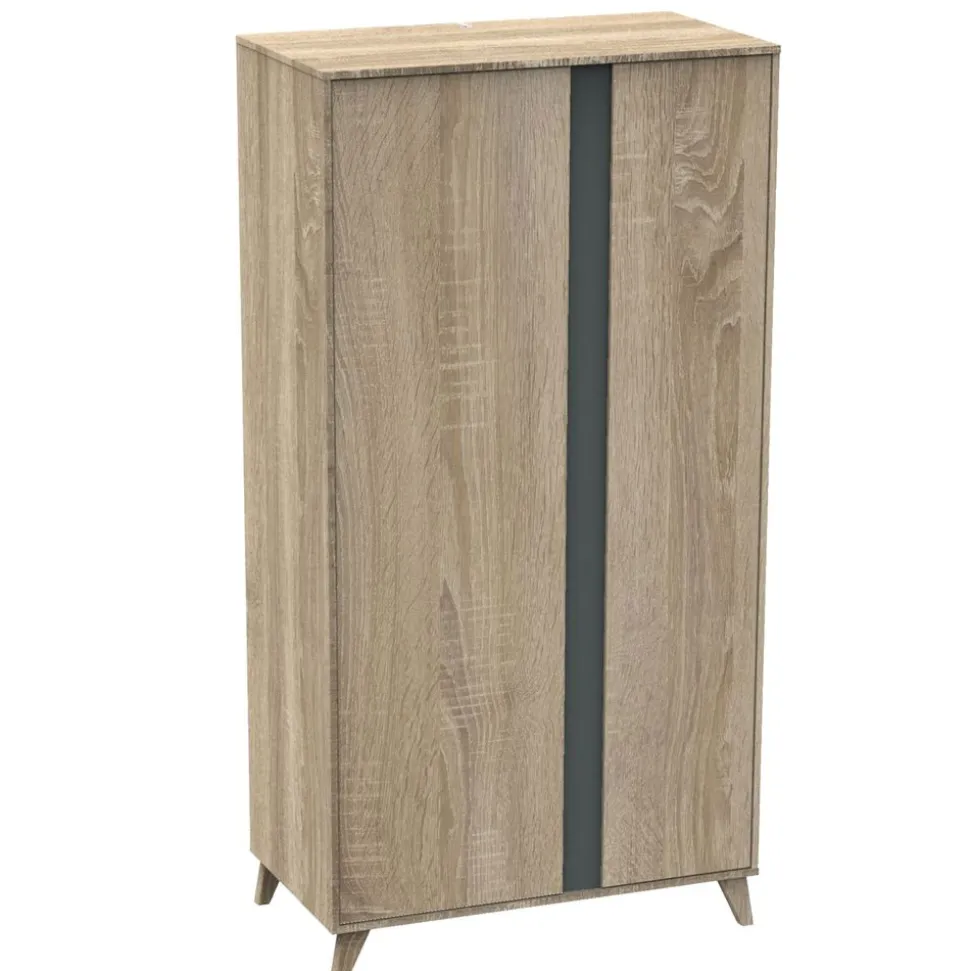 Chambre trio lit 70x140 + commode + armoire nova gris volcan