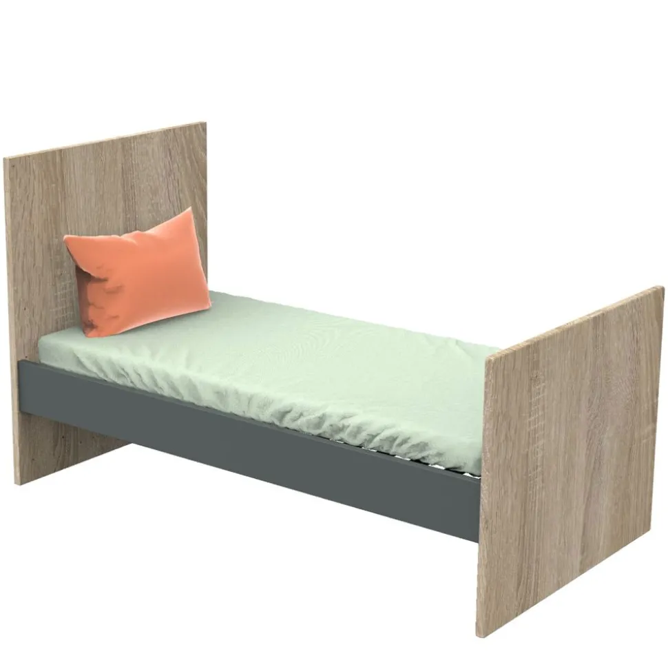Chambre trio lit 70x140 + commode + armoire nova gris volcan