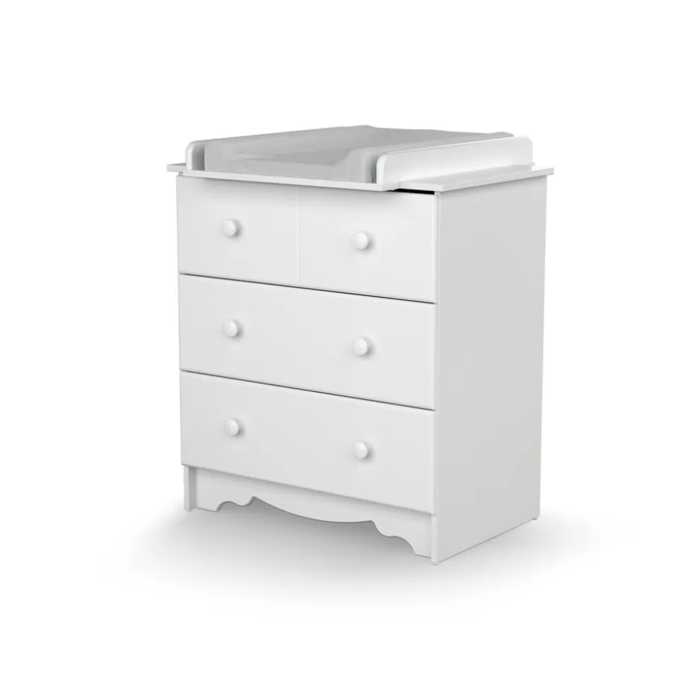 Chambre trio marelle lit 70x140 cm + commode à langer + armoire blanc