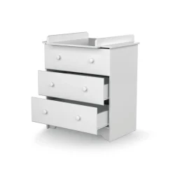 Chambre trio marelle lit 70x140 cm + commode à langer + armoire blanc